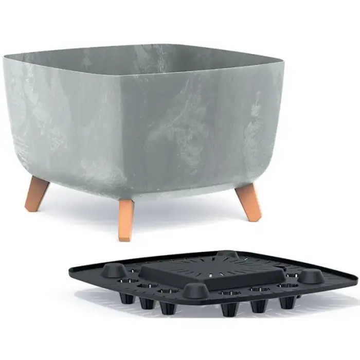 GRACIA SQUARE CONCRETE EFFECT FLOWER POT 24x24CM