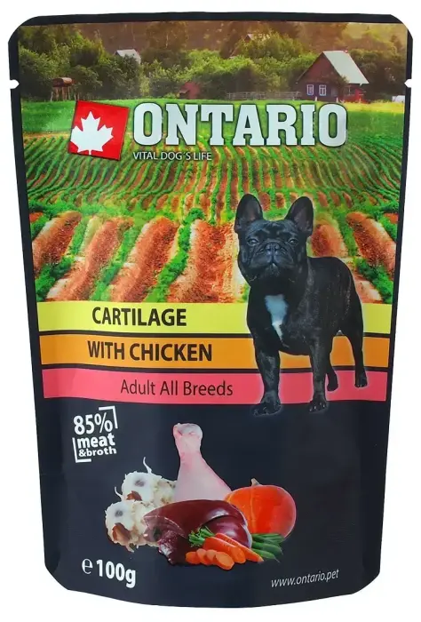 Ontario Хрящи для собак с курицей в бульоне, 100г
