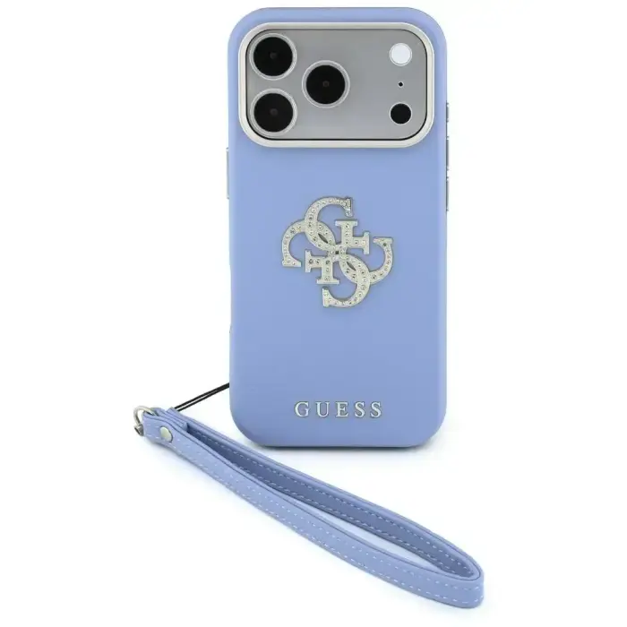 Guess Smooth & Big Strass Logo & Strap case for iPhone 18 Pro / 17 Pro blue