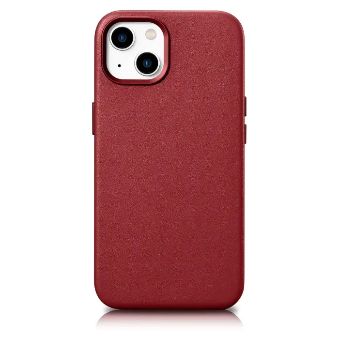 Чехол из натуральной кожи iCarer для iPhone 14 Plus MagSafe Red