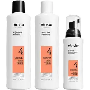 Nioxin System 4 rinkinys - Priemonė dažytiems plaukams su pažengusiu plonėjimu (3 vnt.)