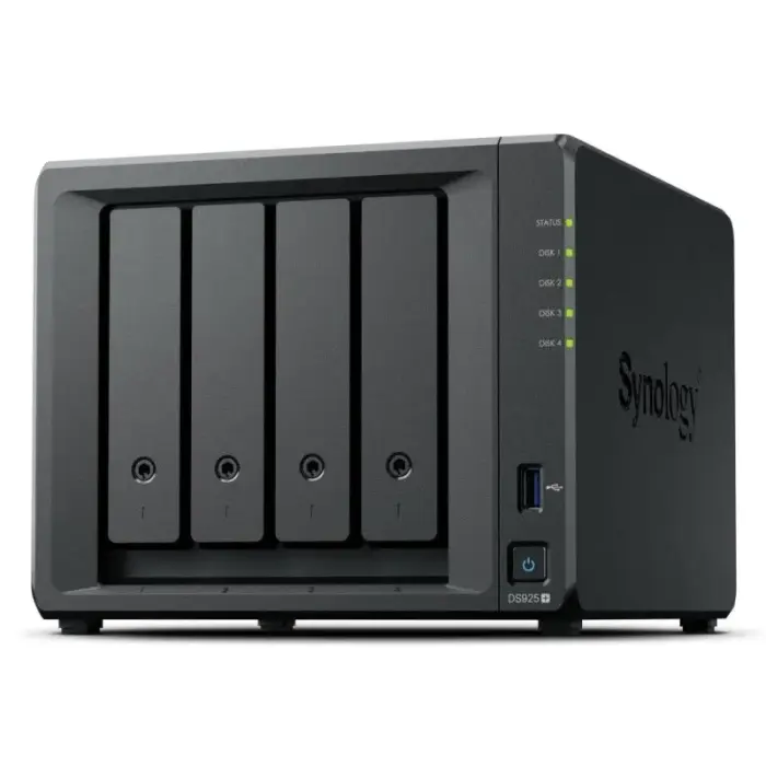 NAS Synology DS925+; Tower; 4x (3.5" SATA HDD); AMD Ryzer V1500B; 4 GB DDR4 ECC SODIMM (max. 32GB)