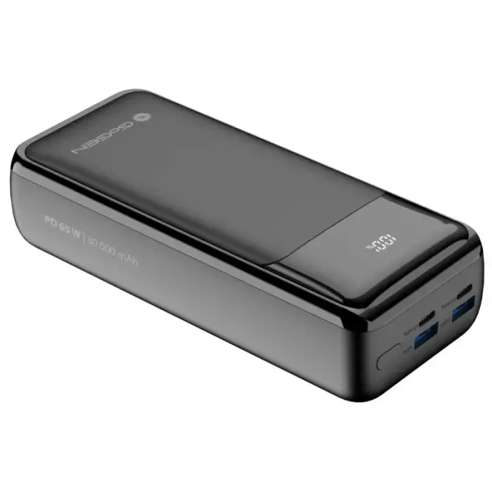 GoGEN PB300002B 30000 mAh USB-C PD 65W QC 22.5W LCD Power Bank, Black