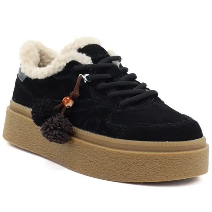 Black Kobbo 79665 leather insulated platform shoes - Buty: 39