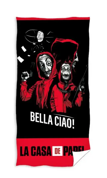 Beach towel 70x140 cm Money Heist Bella Ciao Black Red