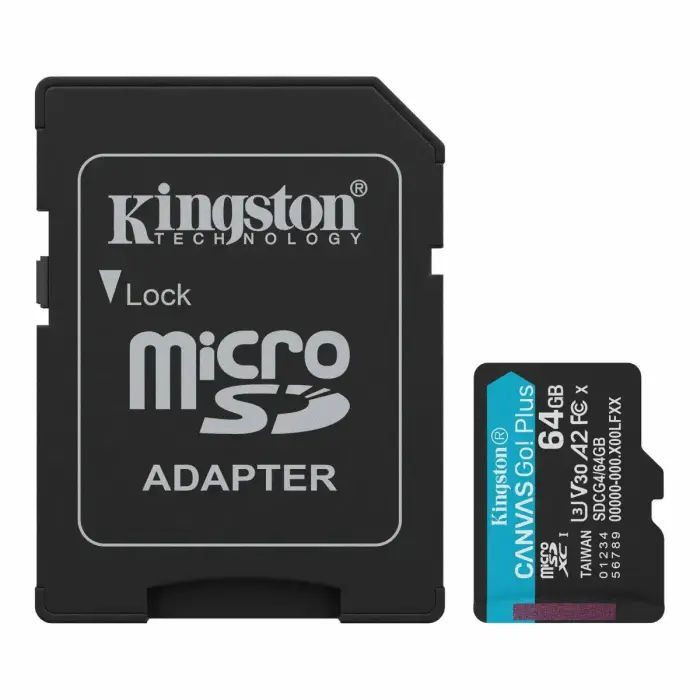 Kingston 64GB microSDXC Canvas Go! Plus карта памяти + адаптер