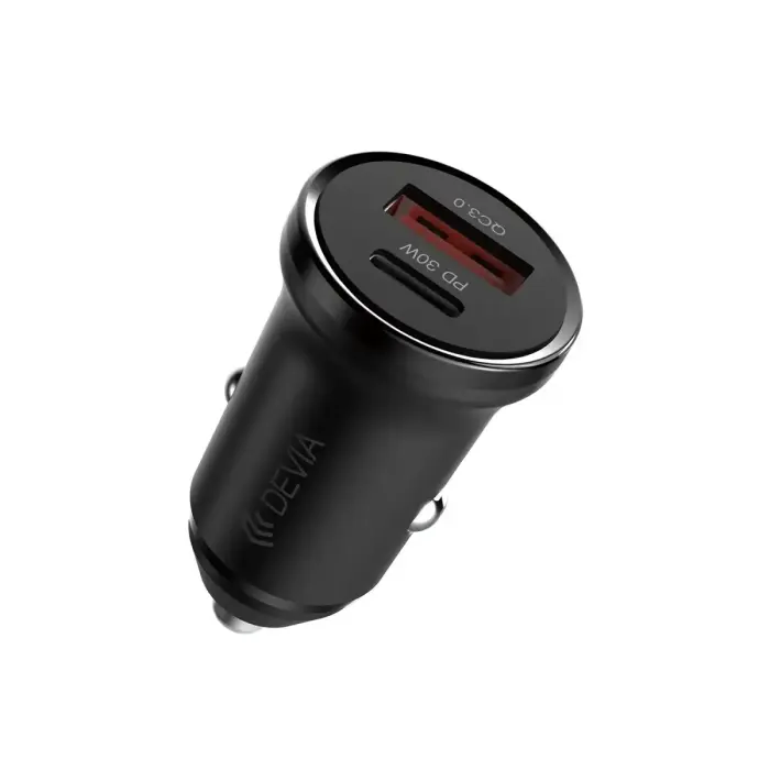 Devia Smart Mini autolaadija PD QC 3.0 30W 1x USB-A 1x USB-C valge
