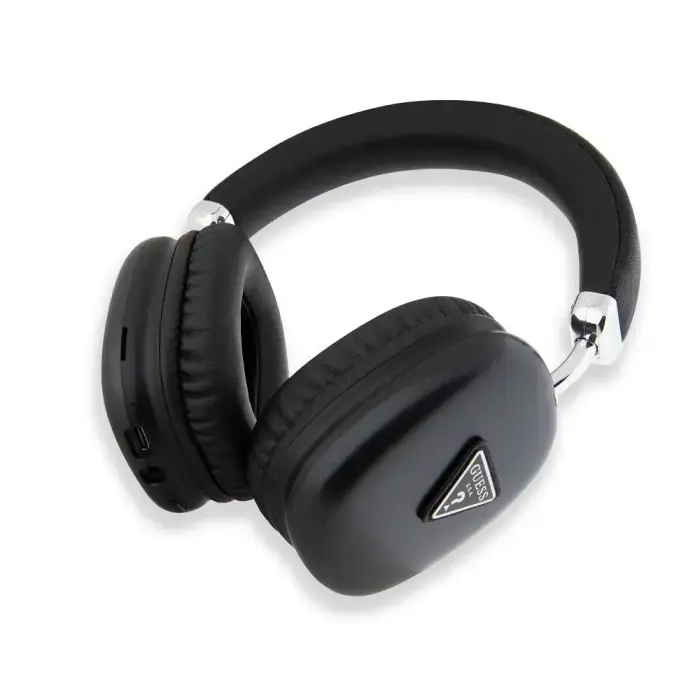Guess PU nahast 4G Triangle Logo Bluetooth stereo kõrvaklapid – mustad