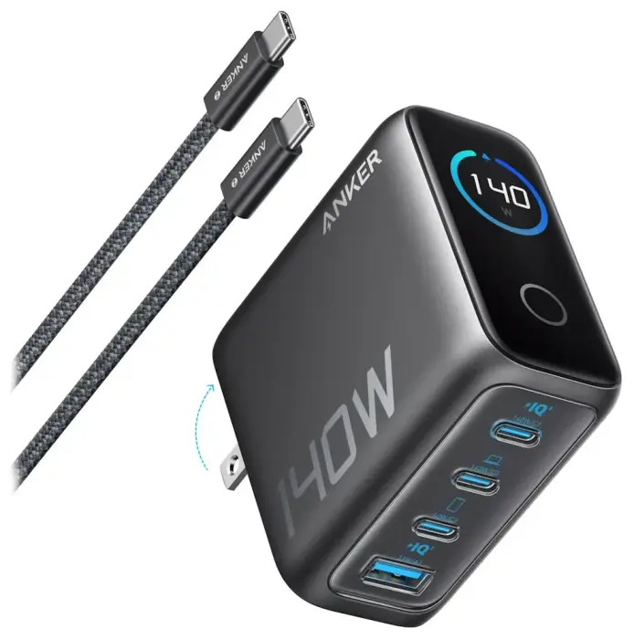 Anker Prime laadija/ 140W/ 3x USB-C/ USB/ ekraan/ hall + USB-C kaabel