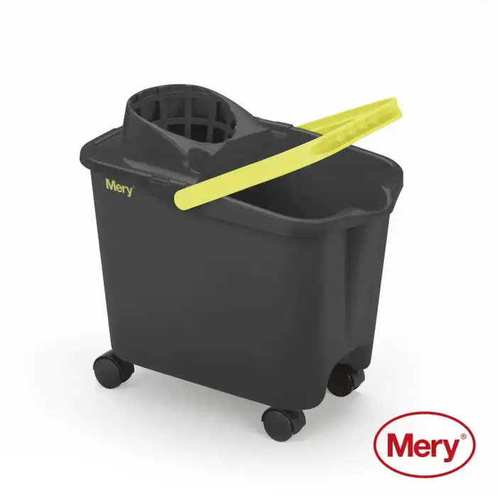 Bucket 14L with Push-On Wheels, Grey