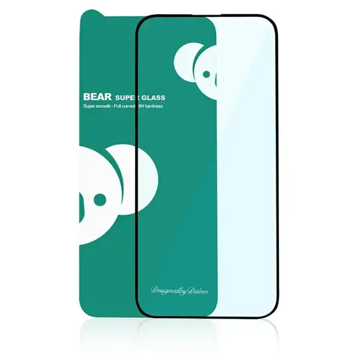 Reals Bear Super Hard aizsargstikls telefonam iPhone 15 Plus melns ar rāmi