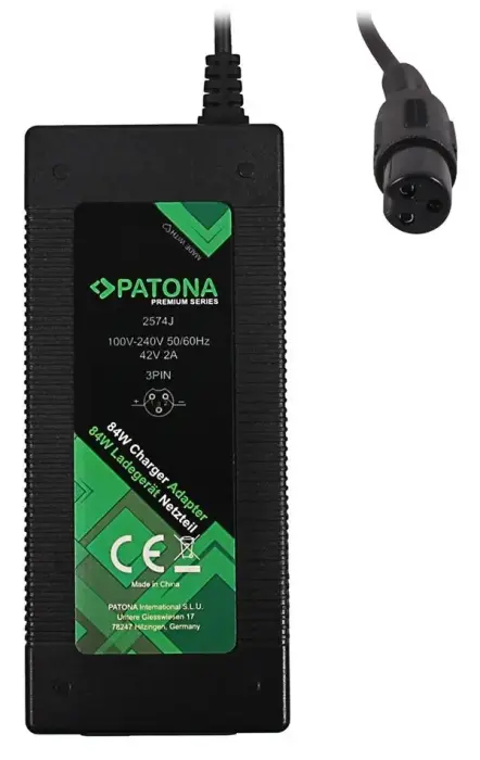 PATONA lādētājs pro elektrické koloběžky a Hoverboardy 42V/2A/84W 3pin
