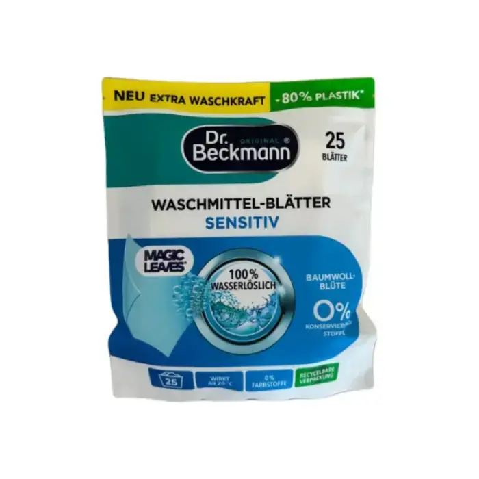 Dr.Beckmann Magic Leaves skalbimo lapeliai jautriai odai, 25 vnt.