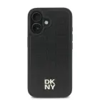 DKNY PU Leather Repeat Pattern Stack Logo MagSafe dėklas iPhone 16 Plus Black — Nuotrauka 1