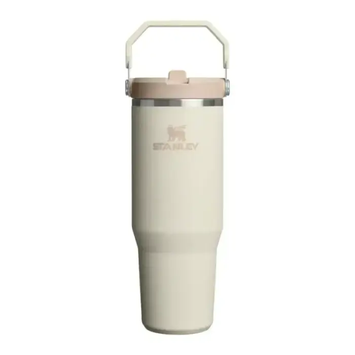 Thermo mug with straw The IceFlow Flip Straw 2.0 Tumbler 0.89L in cream color