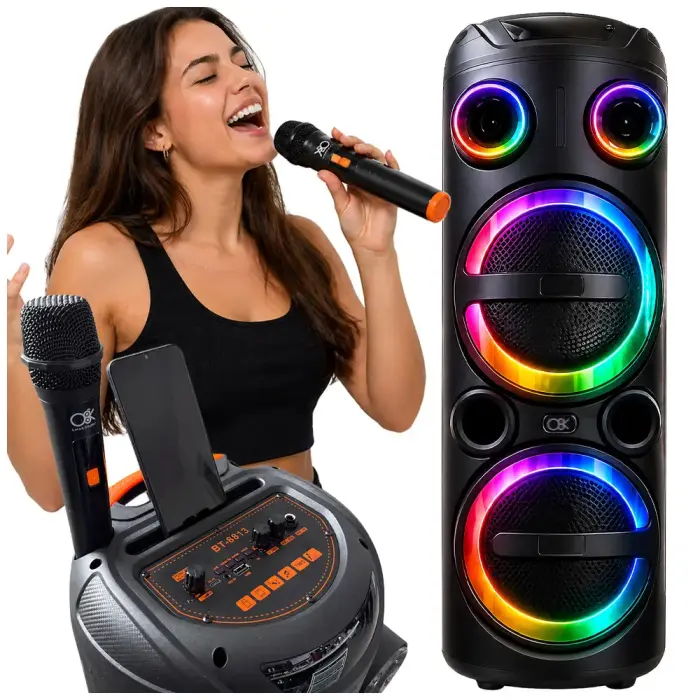 Large wireless bluetooth speaker – portable with usb, fm radio and aux input – karaoke