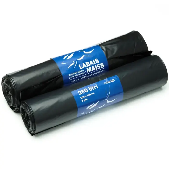 Šiukšlių maišai 250L, 5 vnt., 40 mikronų