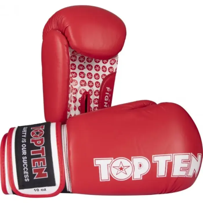 TOP TEN "FIGHT" RTT-2 Boxing Gloves 10 oz (WAKO APPROVED) - Kolor: czerwony