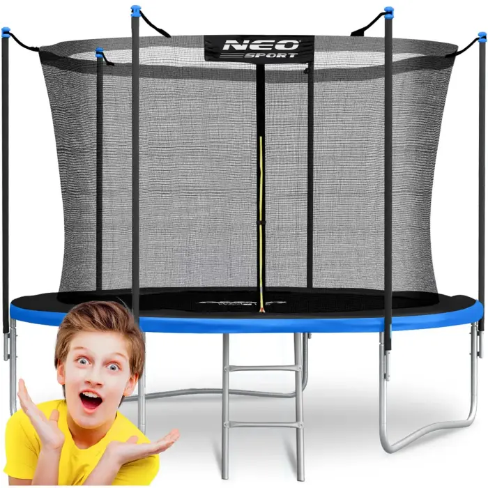 Neo-Sport 8ft/252cm dārza batuts ar iekšējo tīklu un kāpnēm