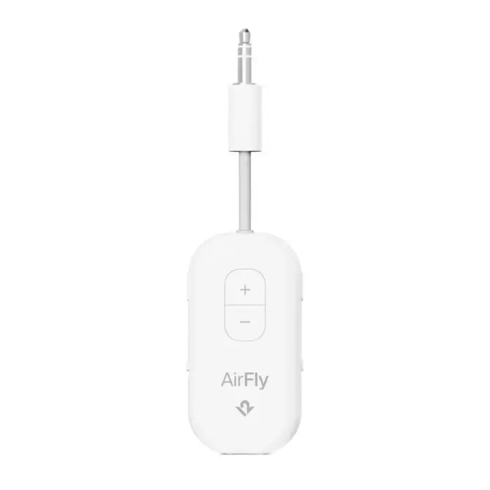 Twelve South AirFly Pro 2 - Bluetooth adapter to 3.5mm jack input compatible with AirPods and other Bluetooth headphones, up to 2 pairs of headphones simultaneously and with AUX IN (white)