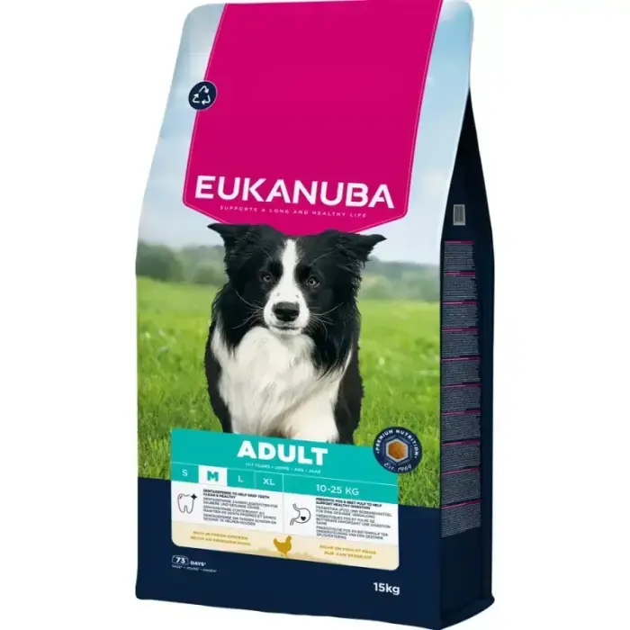 Eukanuba Adult Medium sausā suņu barība ar vistu, 15 kg