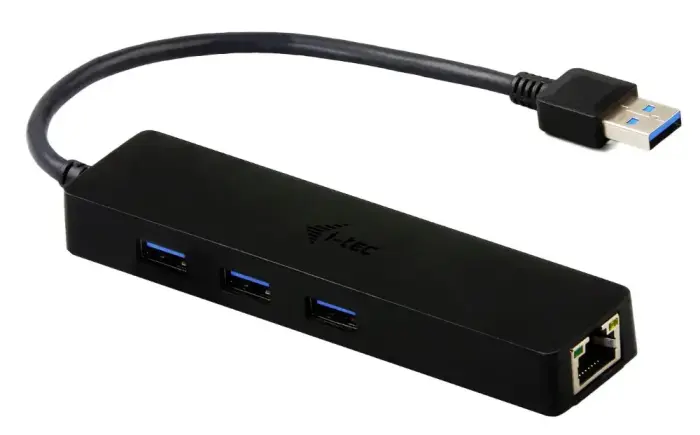 i-tec USB HUB ADVANCE/ 3 porty/ USB 3.0/ Gigabit Ethernet adapteris (RJ45)/ slim/ melns