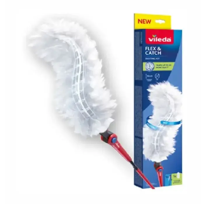 Vileda putekļu slotiņa ar garu rokturi + 1 Flex&Catch uzliktnis