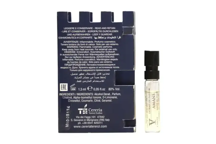 V Canto, Amans, Extrait De Parfum, Unisex, 1.5 ml Vial