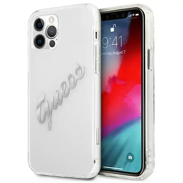 Guess Vintage Script Hardcase for iPhone 12 Pro Max - Transparent/Silver