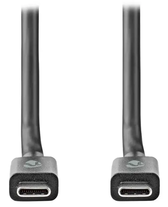 NEDIS cable USB 3.2 Gen 2/ zástrčka USB-C - zástrčka USB-C/ 100 W/ 4K@60Hz/ 20 Gbps/ poniklovaný/ black/ box/ 2m