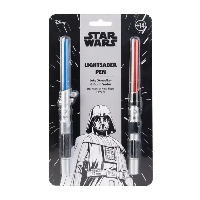 Star Wars valgusmõõgaga pliiatsite komplekt - 2 pliiatsit valgusega
