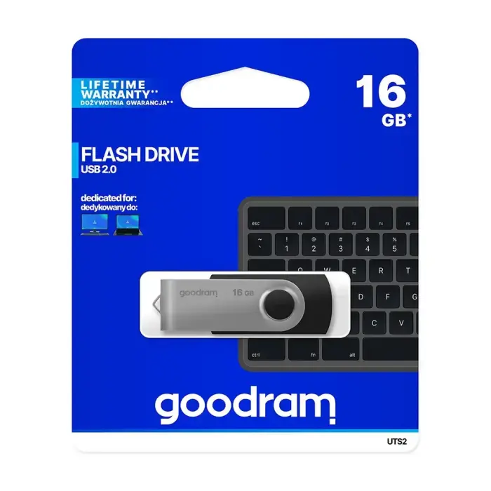 Goodram UTS2 16GB USB 2.0 atmintinė – Juoda