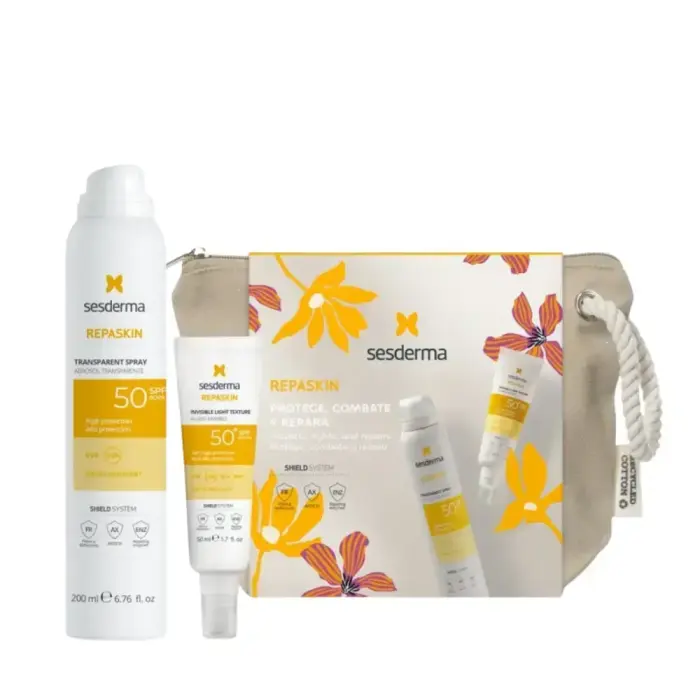 Set Sesderma: Repaskin Transparent, Hydrating & Protecting, Sunscreen Spray, SPF 50, 200 ml + Repaskin, Protecting & Repairing, Before Sun Exposure, Fluid, For Face, SPF 50, 50 ml