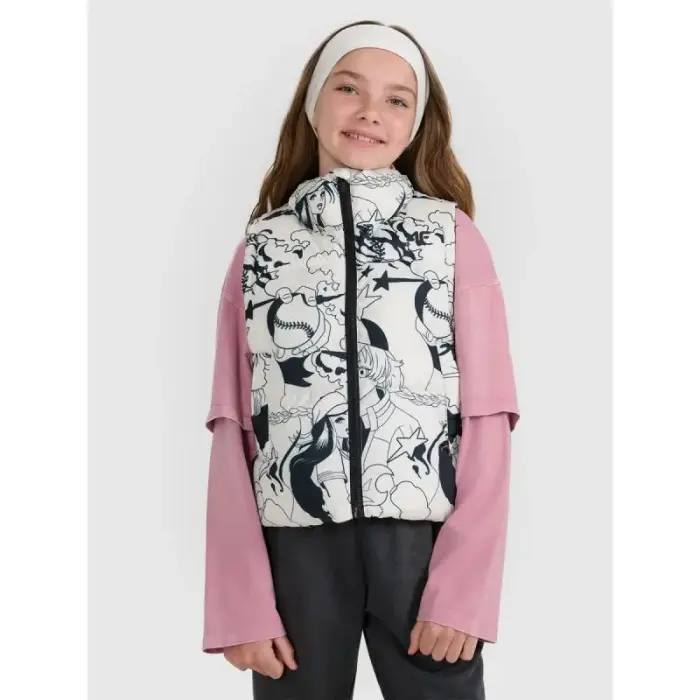 Girls' down vest with synthetic filling 4F 4FJRAW25TVJAF320-11A - Size: 146