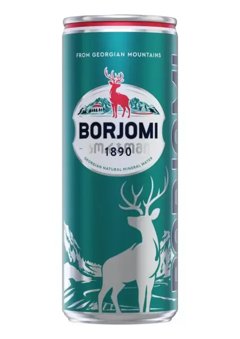 Minerālūdens BORJOMI, gāzēts, bundžā, 0.33l (DEP)