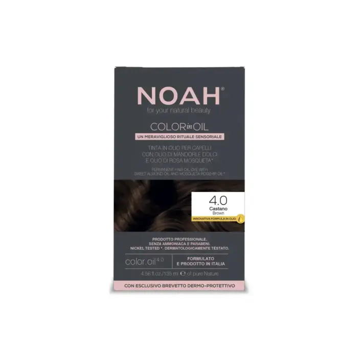 Noah, Color In Oil, Permanent Hair Colouring Oil, Grey Coverage & Long-Lasting Colour, 4.0 Brown, 135 ml