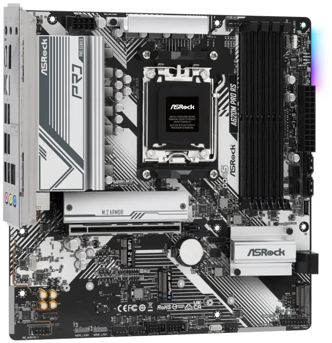 ASRock A620AM Pro RS / AMD A620A / AM5 / 4x DDR5 DIMM / 3x M.2 / HDMI / DP /