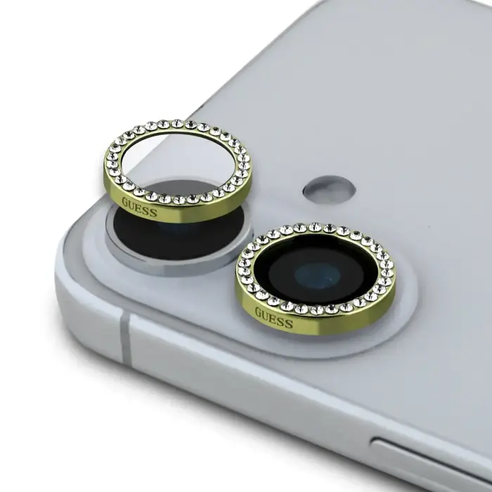 Guess Fixed Glitter aizsargstikls priekš iPhone 16 / 16 Plus - Zelts