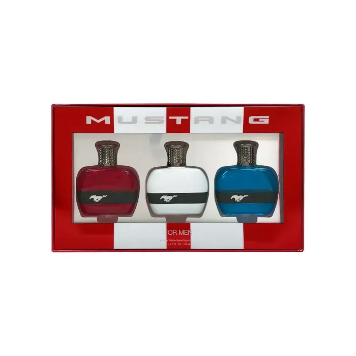 Ford Mustang Eau De Toilette Gift Set for Men (Blue, Red, White) 3 x 30 ml