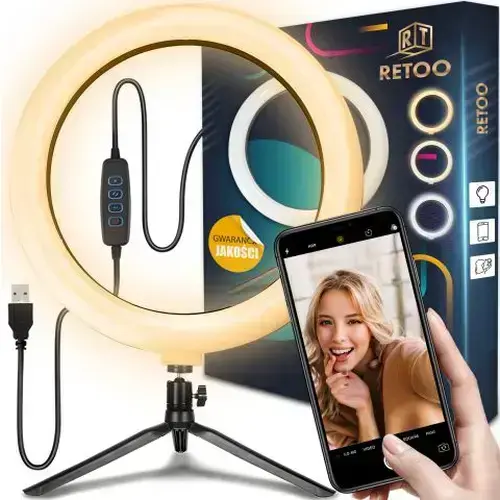 Retoo E220 Pašportretu statīvs LED 11cm