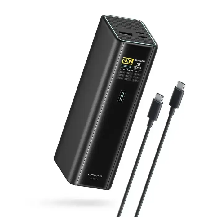 Cuktech PB200U ārējais akumulators (powerbank) | 20 000 mAh | 210W | USB-C, USB-A | LED ekrāns | melns