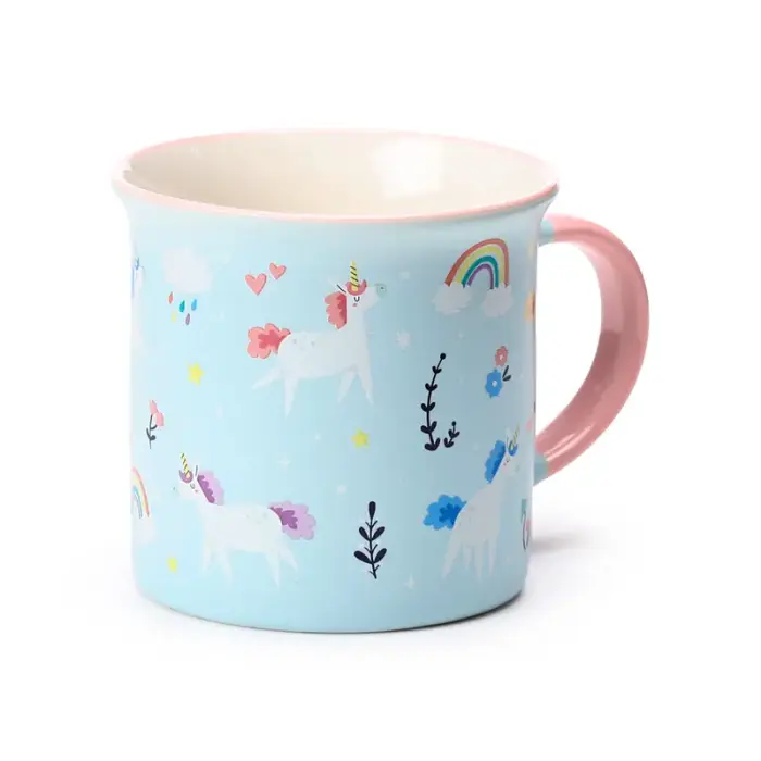 Kubek porcelanowy z obwódką z motywem jednorożca