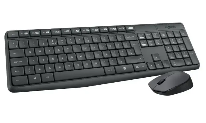 Logitech set MK235/ wireless Keyboard + Mouse/ 2.4GHz/ USB receiver/ CZ/ grey
