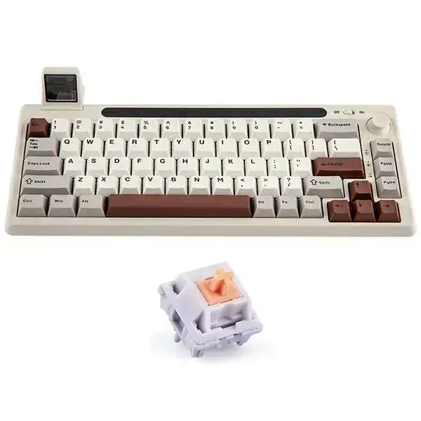 Механическая клавиатура Epomaker RT65 с линейными переключателями Wisteria – серая/белая