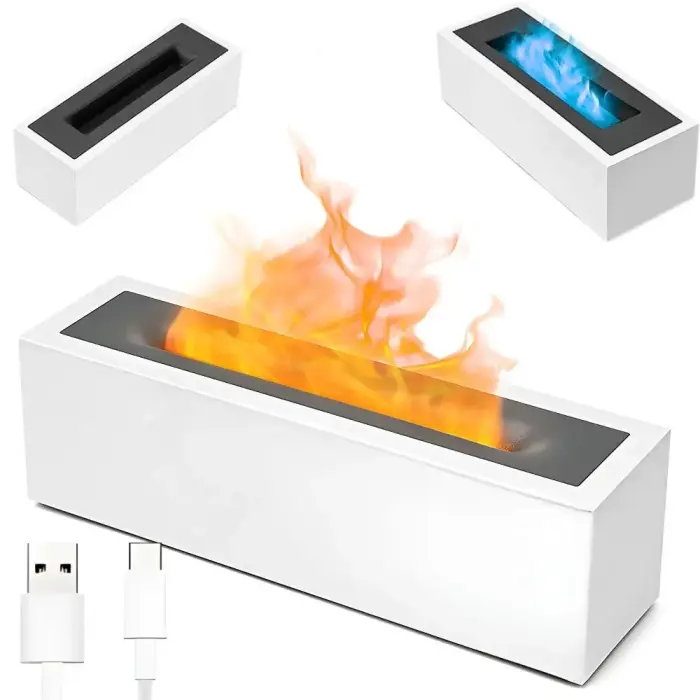 Usb led ultrasonic humidifier with flame effect and aromatherapy diffuser