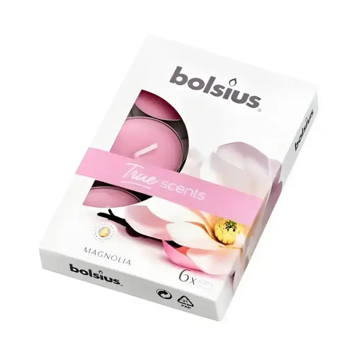 Bolsius True Scents Magnolia Scented Tealight Candles, 6 pcs.
