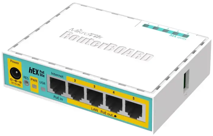 RB750UPr2 hEX PoE lite 64 MB RAM, 650 MHz, 5x LAN, 1x USB, PoE, L4