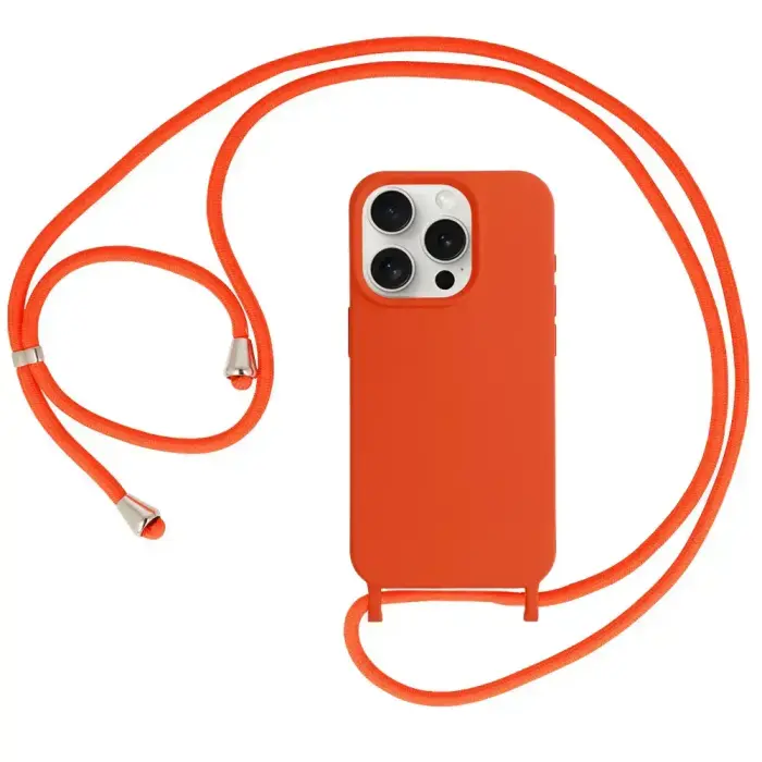 Strap Silicone Case for iPhone 15 Plus, Orange