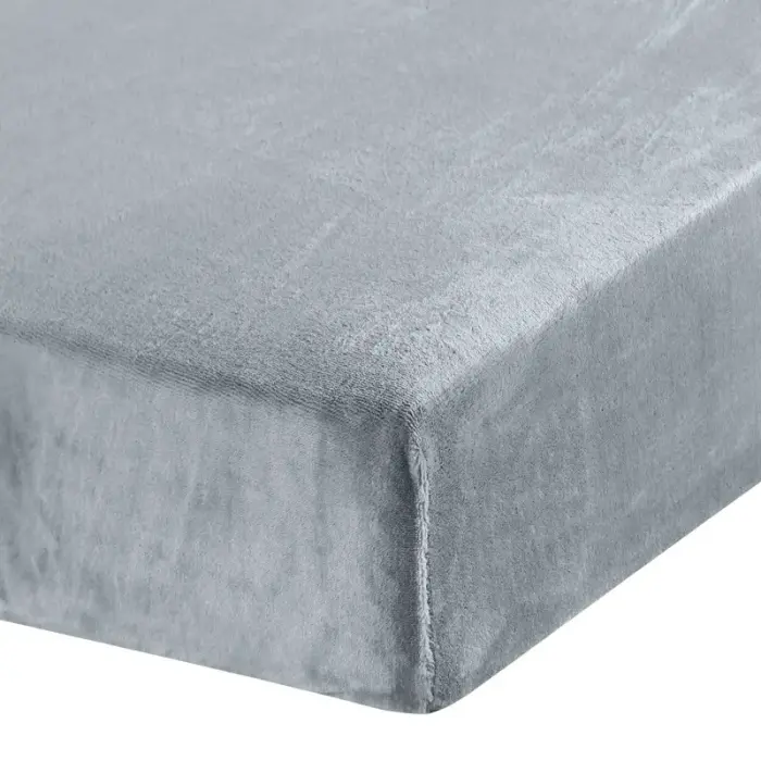 Prześcieradło z mikrofibry 100x200 Flano srebrne na wysoki materac 30 cm Eurofirany