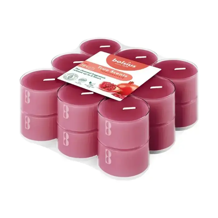 Bolsius True Scents Granatų kvapo arbatinės žvakės, 18 vnt.